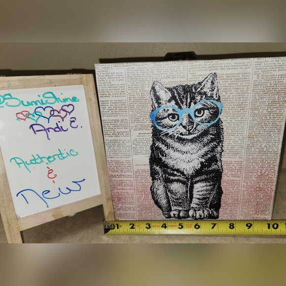 Arauco Cool Cat w/ Blue Glasses 10.25" x 10.25" Canvas Print ~ NWT - Picture 3 of 5